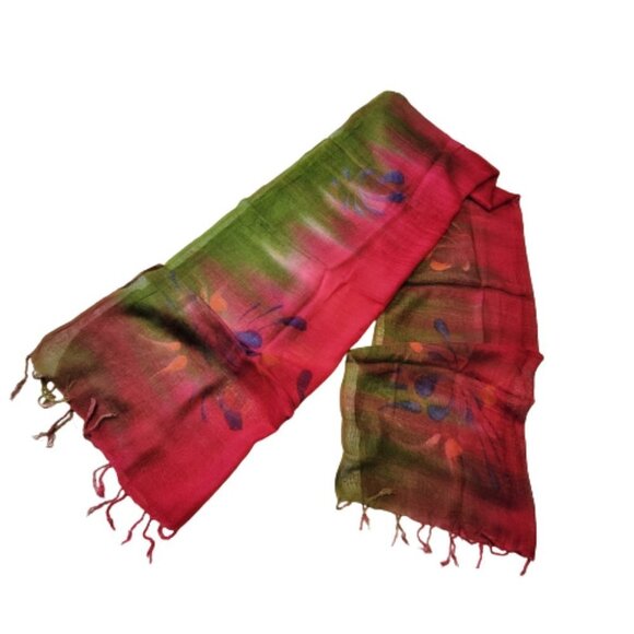 Pink and Green Rectangular Soft Light Scarf - Picture 5 of 9